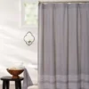 Frost Gray & White Trim Fabric Shower Curtain
