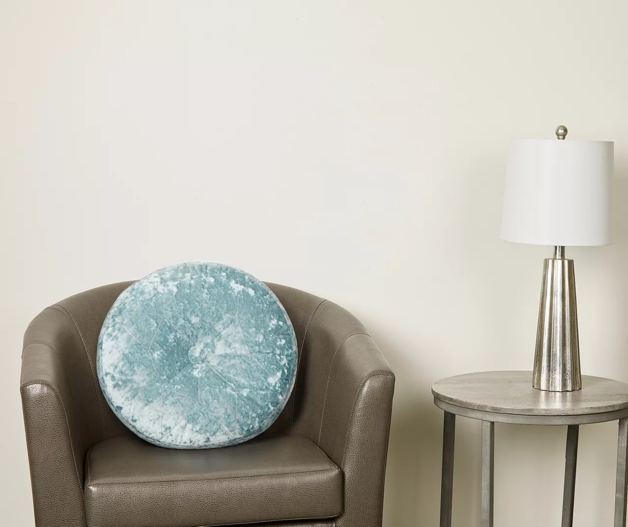 Jolie Aqua Velvet Round Throw Pillow 4 Jolie Aqua Velvet Round Throw Pillow - Image 2