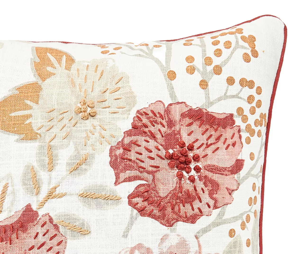 Rust Floral Throw Pillow 6 Rust Floral Throw Pillow - Image 4