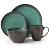 Teal Reactive Stoneware 16-Piece Dinnerware Set -Broyhill 810517974 1