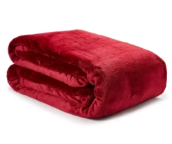 Deep Red Plaid Velvet Plush Twin/Full Blanket -Broyhill 810530973 1