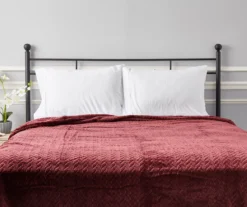 Tawny Port Jacquard Supreme Velvet Queen Blanket -Broyhill 810531012 4