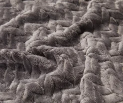 Atmosphere Gray Zigzag-Embossed Velvet King Blanket -Broyhill 810531014 2