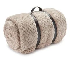 Tan Jacquard Supreme Velvet King Blanket