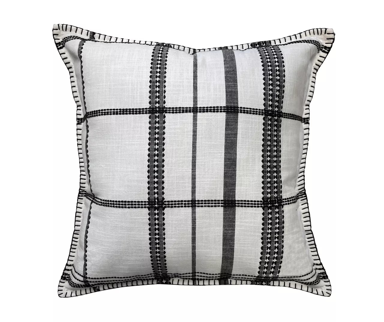 Madison White & Black Plaid Square Throw Pillow 3 Madison White & Black Plaid Square Throw Pillow