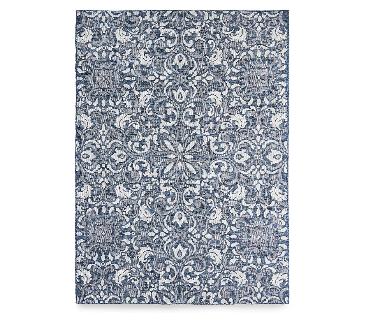 Broyhill Sandpointe Cobalt & Ecru Damask Outdoor Area Rug 9 Broyhill Sandpointe Cobalt & Ecru Damask Outdoor Area Rug - Image 7