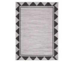 Broyhill Gray & Black Geometric Border Outdoor Area Rug