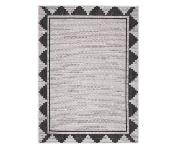 Gray & Black Geometric Border Outdoor Area Rug, (8' X 10') 4 Gray & Black Geometric Border Outdoor Area Rug, (8' X 10') - Image 2