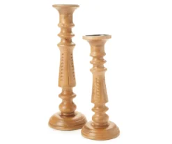 Light Brown Notch-Carved Pillar Candle Holder 8 Light Brown Notch-Carved Pillar Candle Holder -Broyhill 810547959 810547960 1