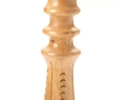 Light Brown Notch-Carved Pillar Candle Holder 9 Light Brown Notch-Carved Pillar Candle Holder -Broyhill 810547959 810547960 2