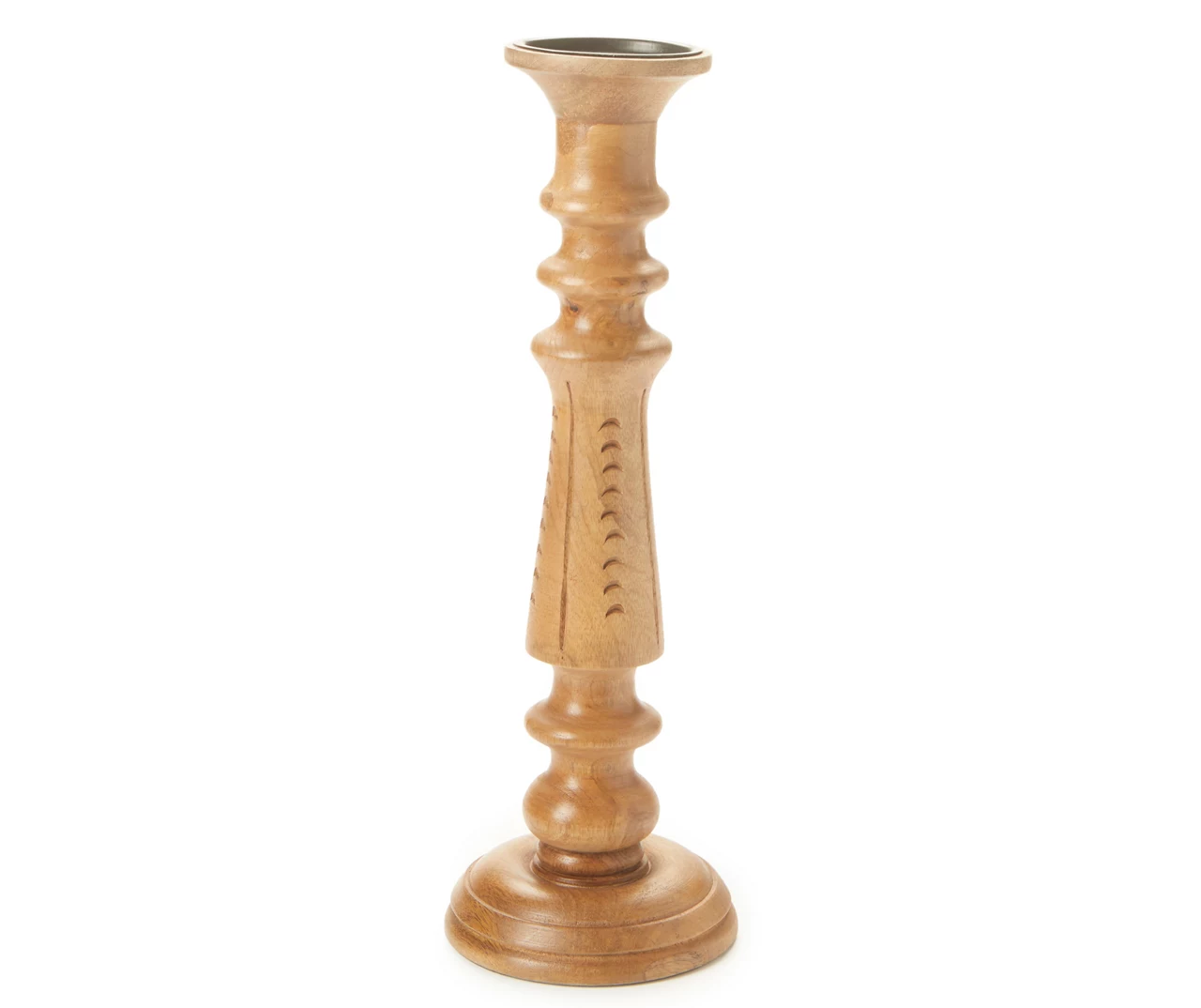 Light Brown Notch-Carved Pillar Candle Holder 4 Light Brown Notch-Carved Pillar Candle Holder - Image 2