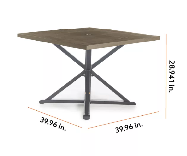 Autumn Cove Light Brown Wood Look Square Steel Patio Dining Table 9 Autumn Cove Light Brown Wood Look Square Steel Patio Dining Table - Image 7