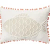 Tan & White Fish Throw Pillow With Pom-Pom Trim -Broyhill 810557802