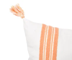 White & Orange Embroidered Stripe Tassel-Accent Throw Pillow 7 White & Orange Embroidered Stripe Tassel-Accent Throw Pillow -Broyhill 810557804 2