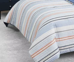 Broyhil Blue & Coral Stripe Comforter Set 15 Broyhil Blue & Coral Stripe Comforter Set -Broyhill 810558692 2