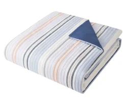 Broyhil Blue & Coral Stripe Comforter Set 16 Broyhil Blue & Coral Stripe Comforter Set -Broyhill 810558692 3