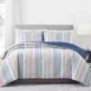 Broyhil Blue & Coral Stripe Comforter Set -Broyhill 810558693 1 1