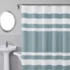 Slate Blue & White Color Block Waffle-Knit Fabric Shower Curtain -Broyhill 810559975 A0