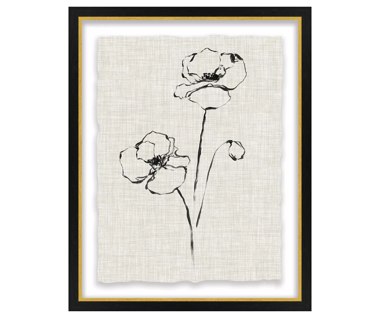 Beige & Black Floral 2 Deckled Edge Framed Print 3 Beige & Black Floral 2 Deckled Edge Framed Print