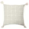 Sage Green & White Windowpane Grid Tassel-Accent Square Throw Pillow -Broyhill 810565722