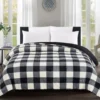 Black & White Buffalo Plaid Faux Fur Full/Queen Comforter 1 Black & White Buffalo Plaid Faux Fur Full/Queen Comforter -Broyhill 810573780 810573792 1