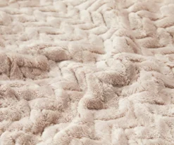 Tan Chevron Embossed Velvet King Blanket -Broyhill 810573799 810573801 2 1