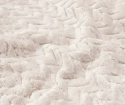 Broyhill Whisper White Chevron Embossed Velvet Blanket -Broyhill 810573800 810573798 810617576 3