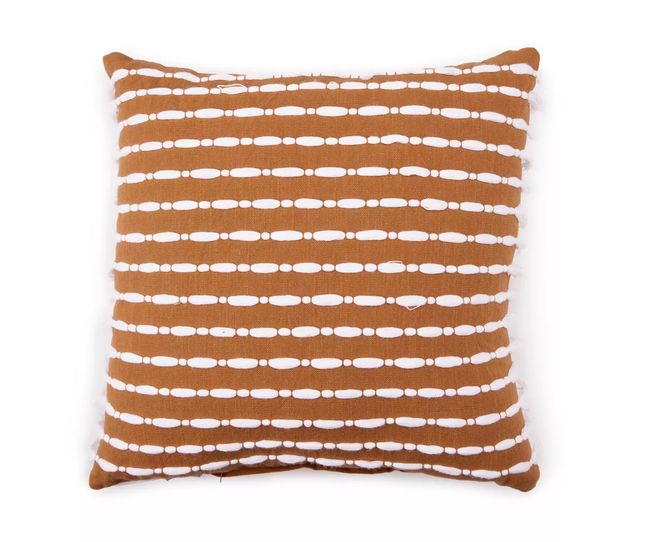 Golden Brown & White Tassel Stripe Throw Pillow 3 Golden Brown & White Tassel Stripe Throw Pillow