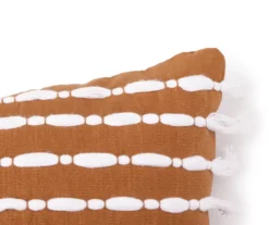 Golden Brown & White Tassel Stripe Throw Pillow 7 Golden Brown & White Tassel Stripe Throw Pillow -Broyhill 810590727 2 A8
