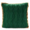 Green Cable-Knit Faux Fur-Trim Throw Pillow -Broyhill 810616930 A0 1