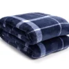 Navy & White Plaid Queen/King Velvet Plush Blanket 1 Navy & White Plaid Queen/King Velvet Plush Blanket -Broyhill 810617521 810617523 A0 1