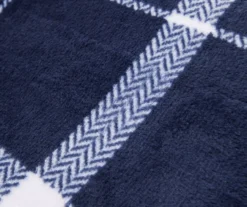 Navy & White Plaid Queen/King Velvet Plush Blanket 7 Navy & White Plaid Queen/King Velvet Plush Blanket -Broyhill 810617521 810617523 A8 2