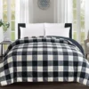 Black & White Buffalo Check Faux Fur Full/Queen Comforter -Broyhill 810617563 810617564 A0 1 1