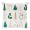 Ivory & Green Embroidered Trees Throw Pillow -Broyhill 810618274 A0 1